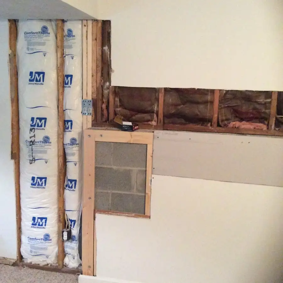 Wall insulation replacement during Basement Flood Cleanup in Fort Riley